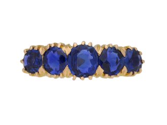 Antique five stone sapphire ring, circa 1900. 