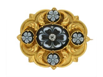 Antique onyx and diamond Brooch berganza hatton garden