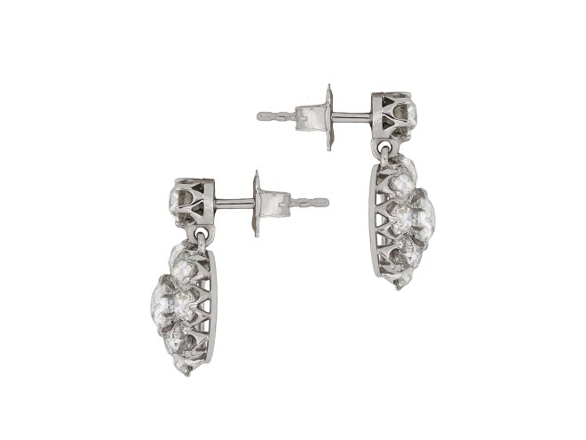 Old Mine diamond cluster earrings, circa 1920.