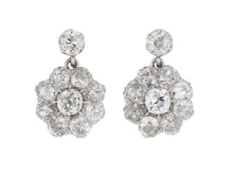 Old Mine diamond cluster earrings, circa 1920.