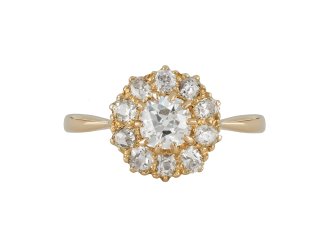 Diamond coronet cluster ring, circa 1905.