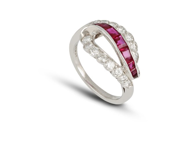 Oscar Heyman Brothers ruby and diamond ring, American, circa 1950.