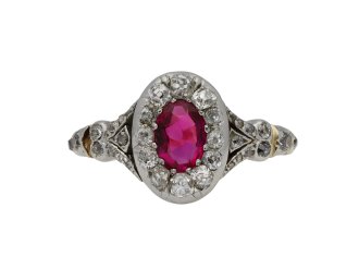 Victorian ruby and diamond cluster ring berganza hatton garden