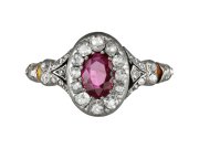 Victorian ruby and diamond cluster ring berganza hatton garden
