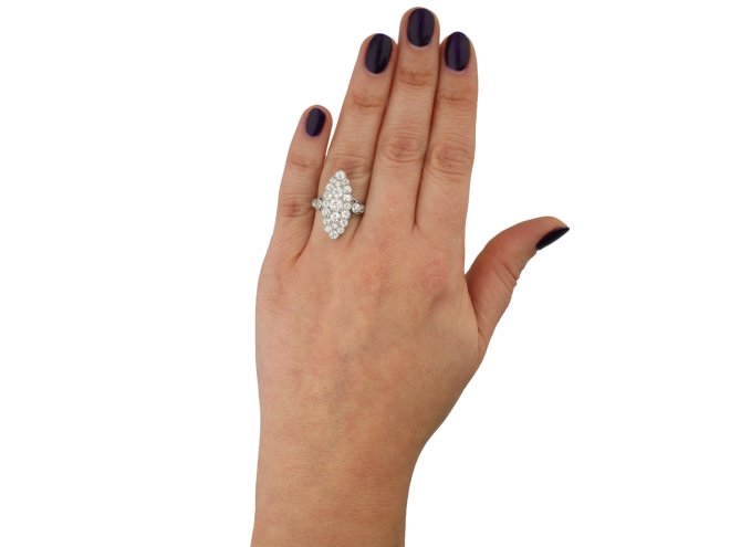 Edwardian marquise diamond cluster ring berganza hatton garden