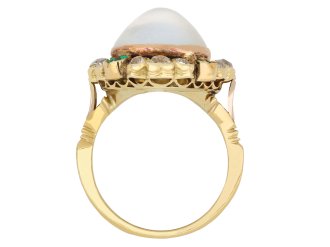 Moonstone diamond and emerald cluster ring, circa 1890 hatton garden