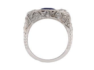 Antique sapphire diamond three stone cluster ring hatton garden