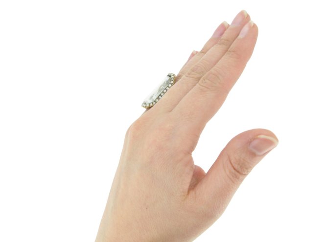 Antique Rose Diamond Pearl Mourning Ring berganza hatton garden