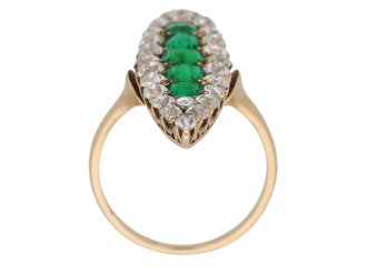 back view Antique emerald diamond ring berganza hatton garden