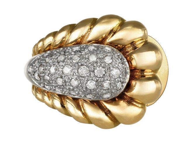 Diamond cocktail ring, French, circa 1950.