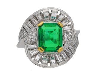 Mellerio Colombian emerald and diamond ring, circa 1960.