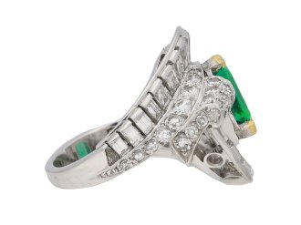 Mellerio Colombian emerald and diamond ring, circa 1960.