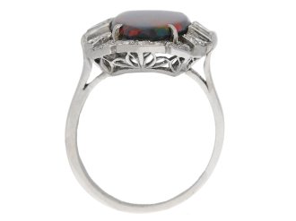 Art Deco black opal diamond ring berganza hatton garden