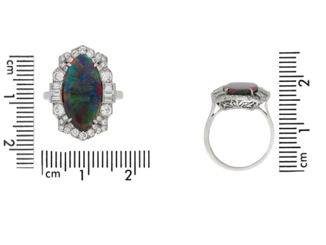 Art Deco black opal diamond ring berganza hatton garden