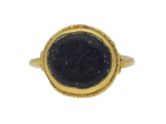 Ancient Roman fishermen intaglio ring, circa 3rd century AD. 