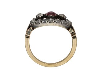 Antique ruby and diamond saddle ring berganza hatton garden