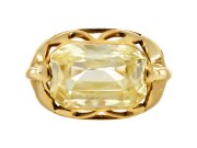 Vintage natural yellow Ceylon sapphire ring, circa 1950.