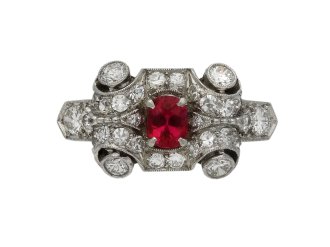 Burmese ruby and diamond cluster ring berganza hatton garden