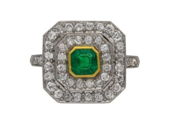 Edwardian Colombian emerald diamond ring berganza hatton garden