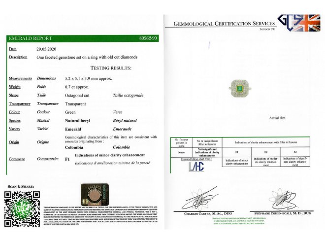 Edwardian Colombian emerald diamond ring berganza hatton garden