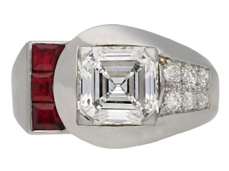 Yard Inc. diamond and ruby cocktail ring, American, circa 1935.