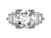 Art Deco diamond flanked solitaire ring, English, circa 1930.