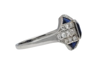 Art Deco sapphire and diamond cluster ring berganza hatton garden