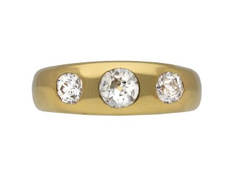 Diamond three stone gypsy ring berganza hatton garden