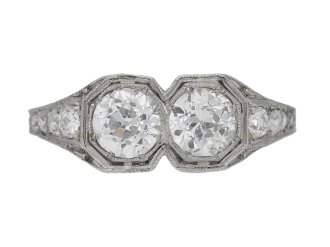 Kohn & Co. Art Deco two stone diamond ring, American, circa 1930.